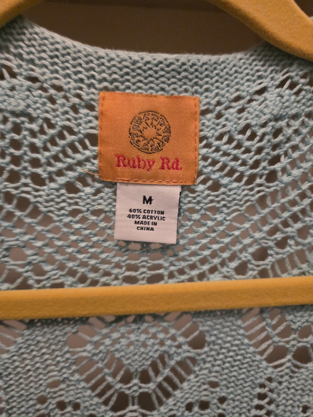Ruby Rd. Light Aqua Openwork Knit Cardigan - Picture 3 of 5